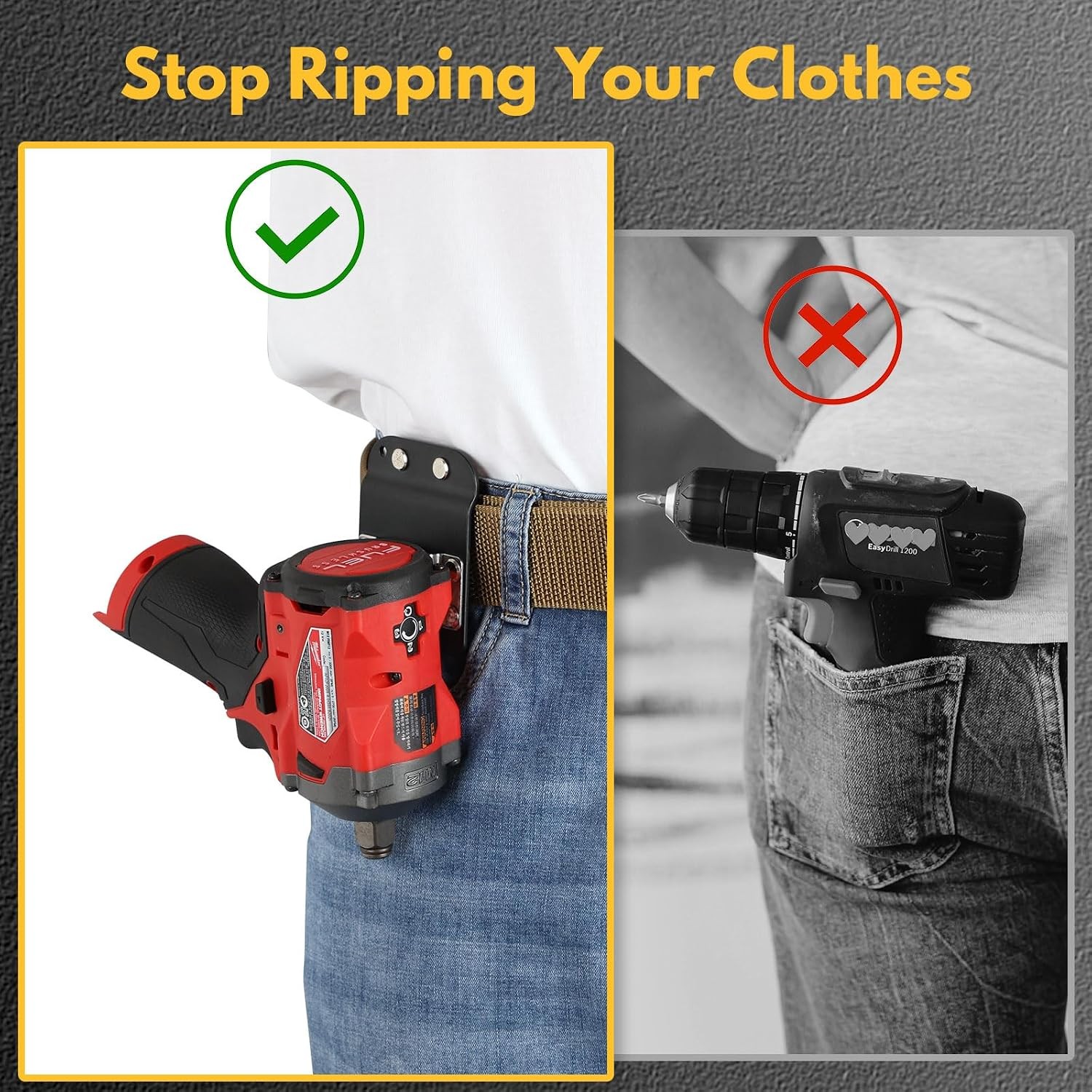DrillGrip 1 Hand Drill Holder for Tool Belt 2in Belts