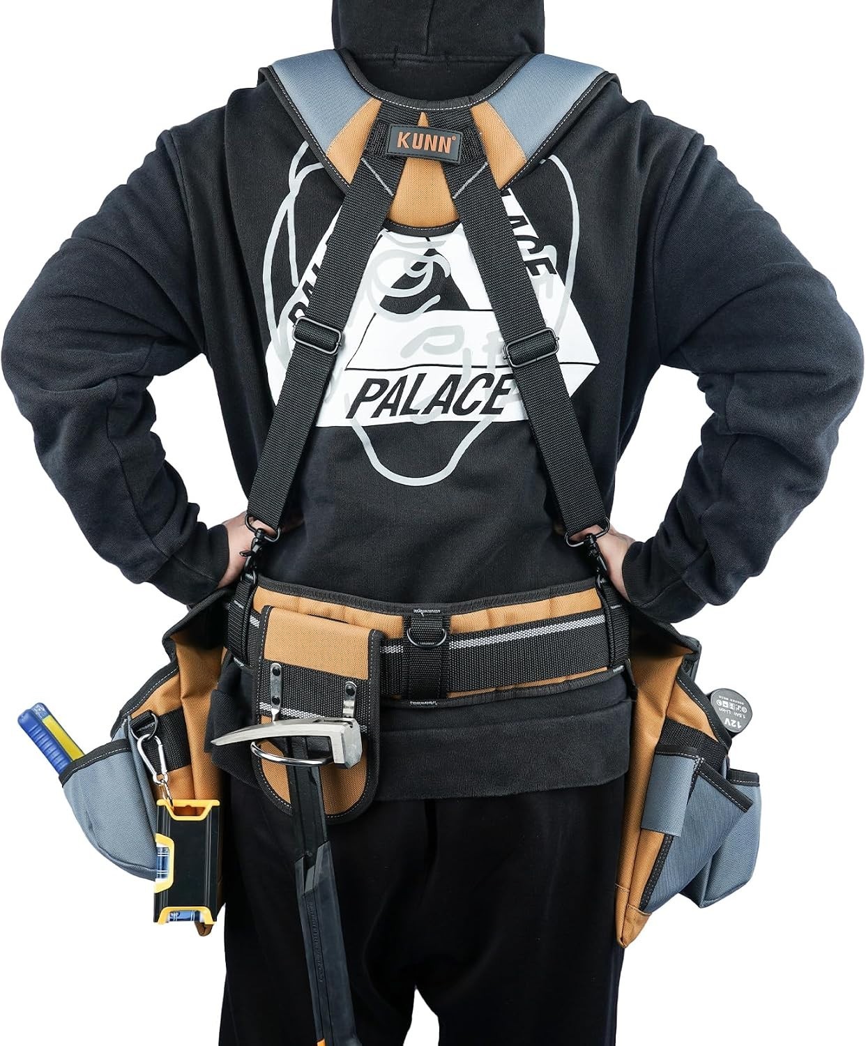 Durable Adjustable Carpenter Tool Rig – Khaki Belt with 6 Pockets (Up to 50 in)