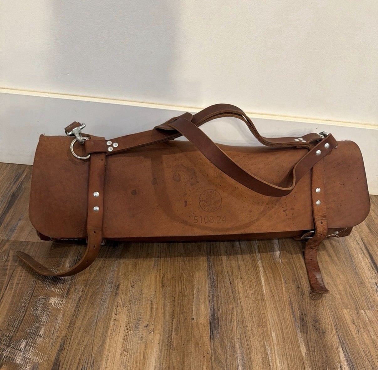 Klein Tools 5108-24 General Purpose Brown Leather Tool Bag with Shoulder Strap