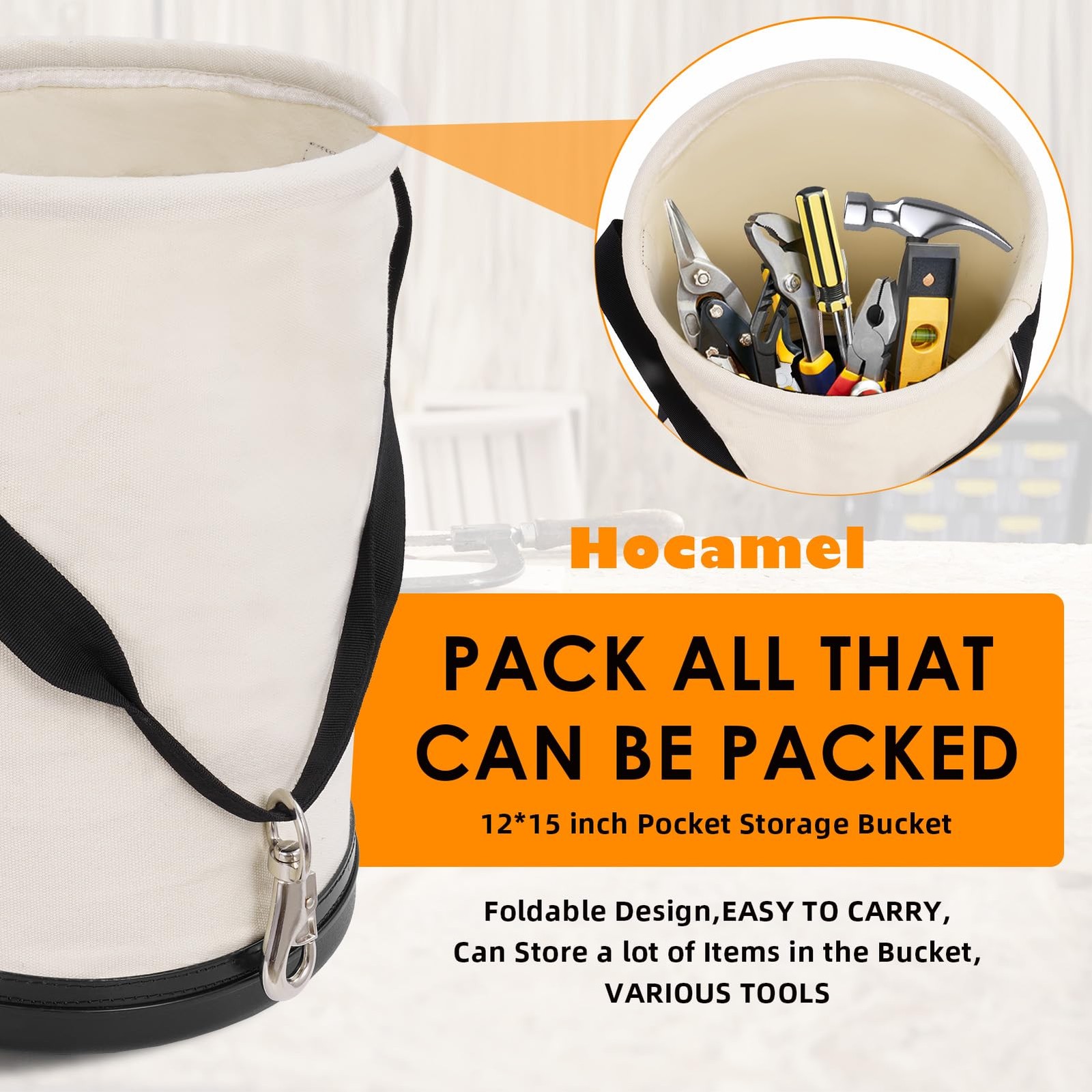 2 Pack Utility Canvas Tool Bucket 15″ x 12″ All Purpose Canvas Bag,Oval Truck…