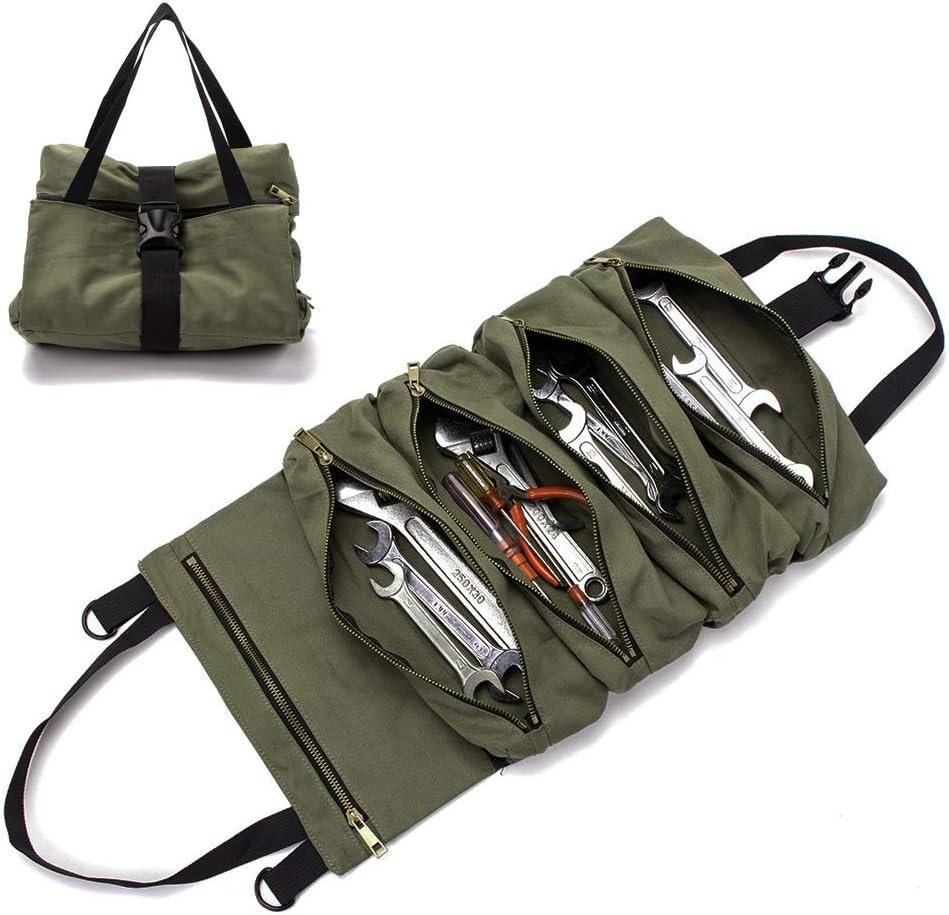 Multi Purpose Canvas Camping Gear Tool Roll Wrench Roll up Pouches Bag