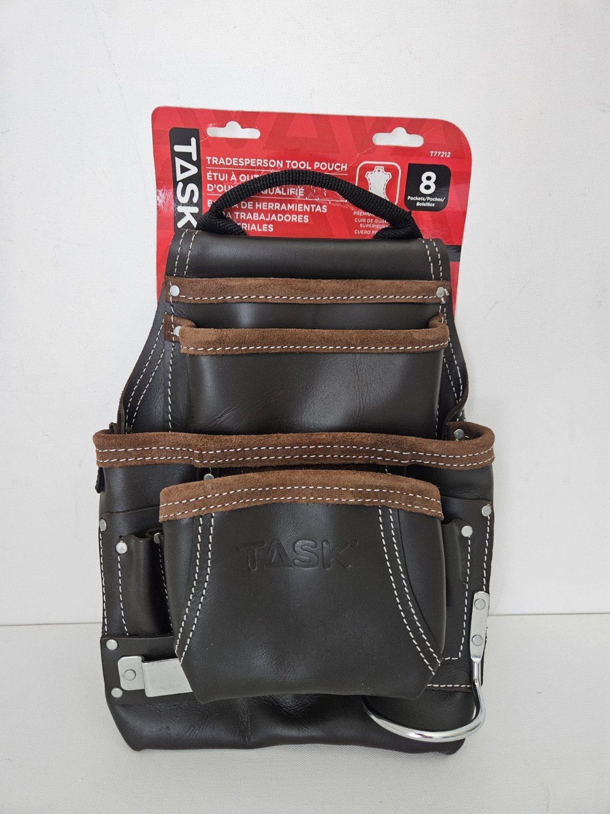 TASK 8 Pocket Premium Leather Tradesperson Tool Pouch Belt Holster T77212 NEW