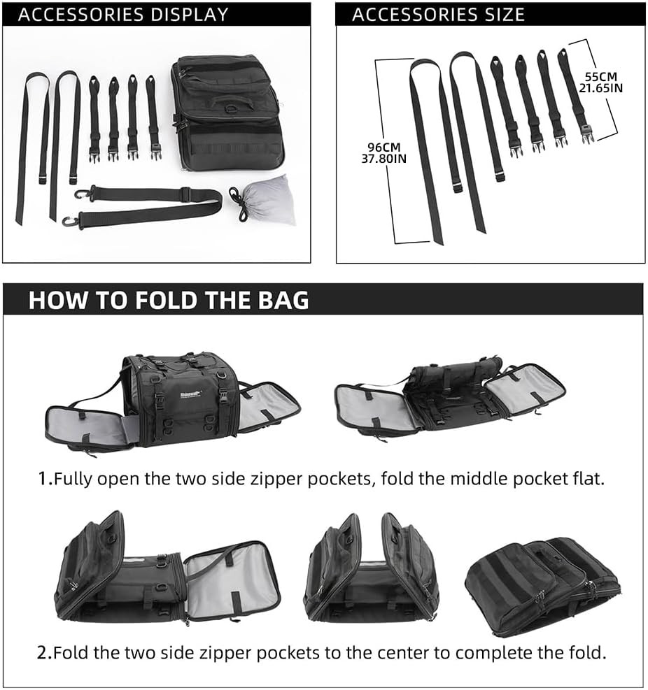 Motorcycle Tail Bag, Expandable Motorcycle Travel Luggage Bags 80L, Motorcycle P