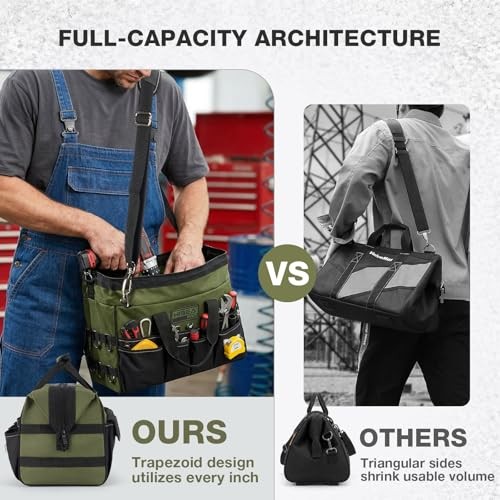 Heavy Duty Tool Bag 20 Pockets, 16-Inch Portable Tool Box 16inch Green