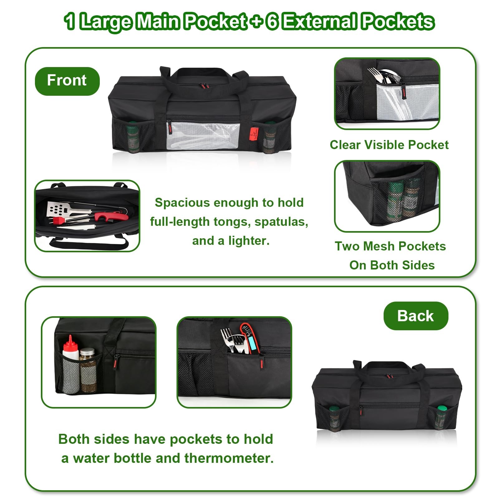 BBQ Tool Storage Bag 24″ Waterproof 600D Oxford – Heavy-Duty Organizer