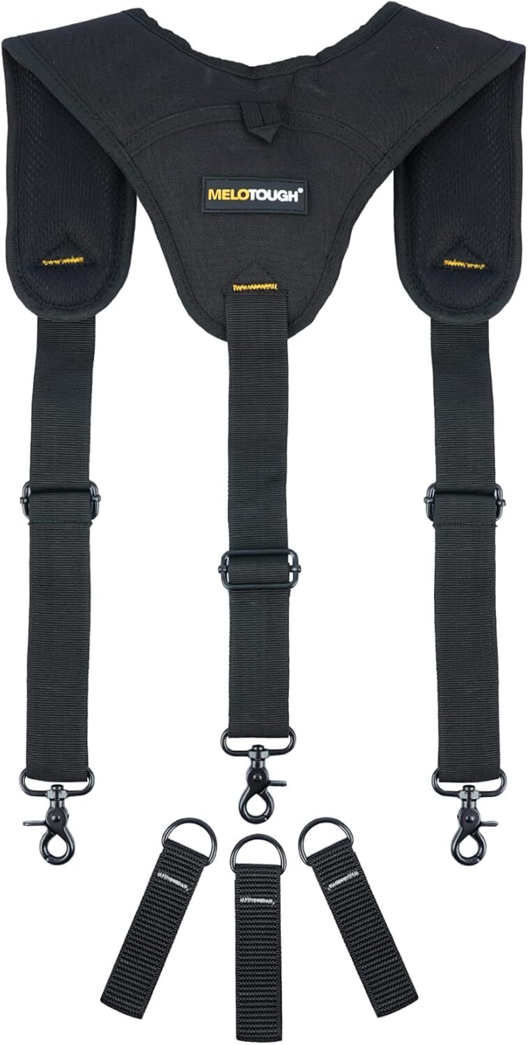 Black Padded Tool Belt Suspenders Adjustable Foam Comfort One Size Fits Most