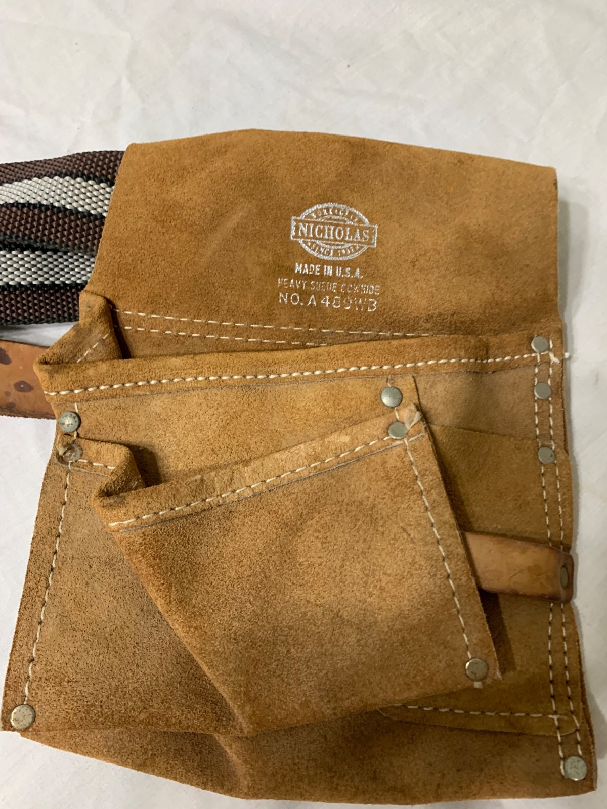 Nicholas Heavy Split Cowhide Suede Tool Pouch Nail Apron Carpenter Work Belt Bag