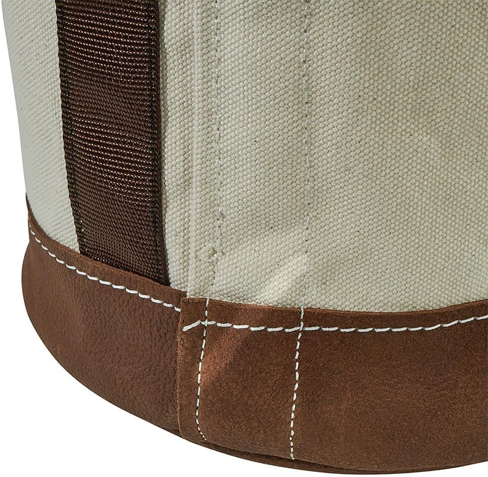 Heavy-Duty Canvas Tool Bucket with Leather Bottom & Swivel Snap Hook, 100 lb Rat