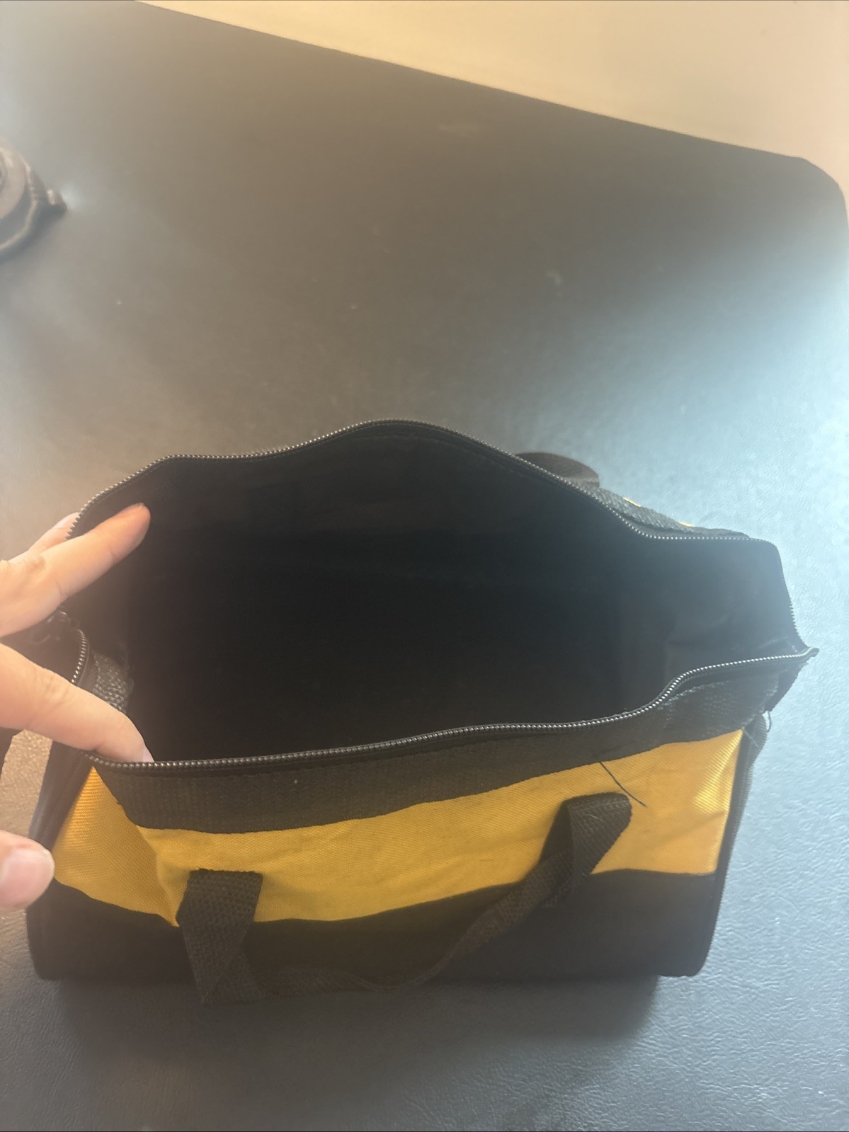 DeWalt 12″ Soft Mini Tool Bag Black Yellow Canvas Nylon Zipper Tote Storage Case