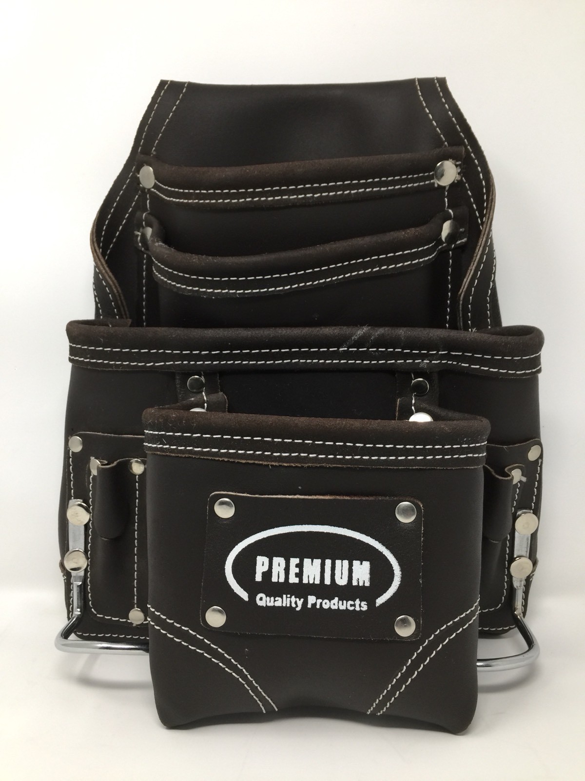 Leather Gold “PREMIUM” ,Ten Pocket, Oil Tanned, Tool Pouch, With, Hammer Holders