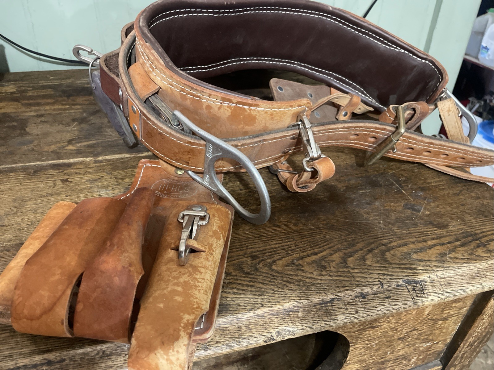 Bashlin Industries D23 Leather Tool Belt With Pouches And Sling