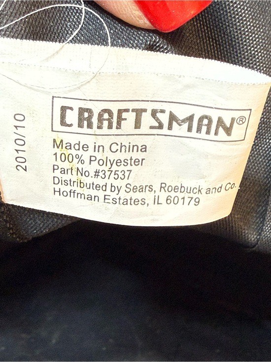 Craftsman 14” Tool Bag Black Red Polyester Zippered Utility Tote Part 37537