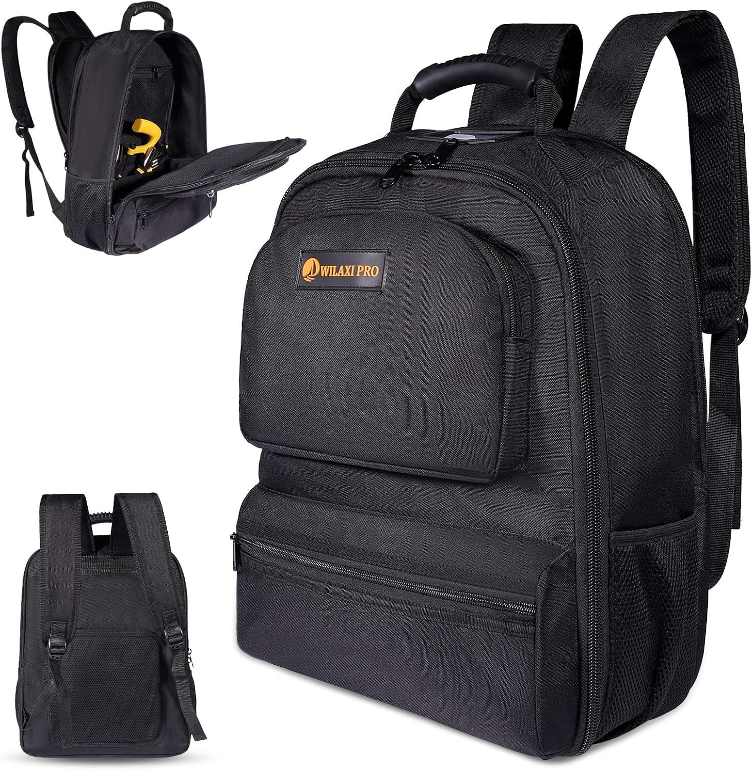 Heavy Duty Tool Bag Backpack 1680D Waterproof Oxford Fabric with Non-Slip Sil…