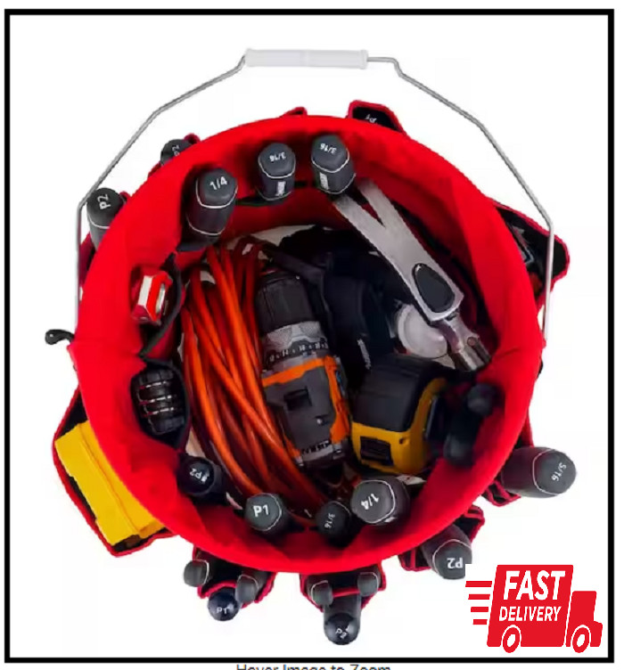 NEW Heavy Duty 12in Bucket Jockey 5 Gallon In-Bucket Storage Tool Bag 30 Pocket
