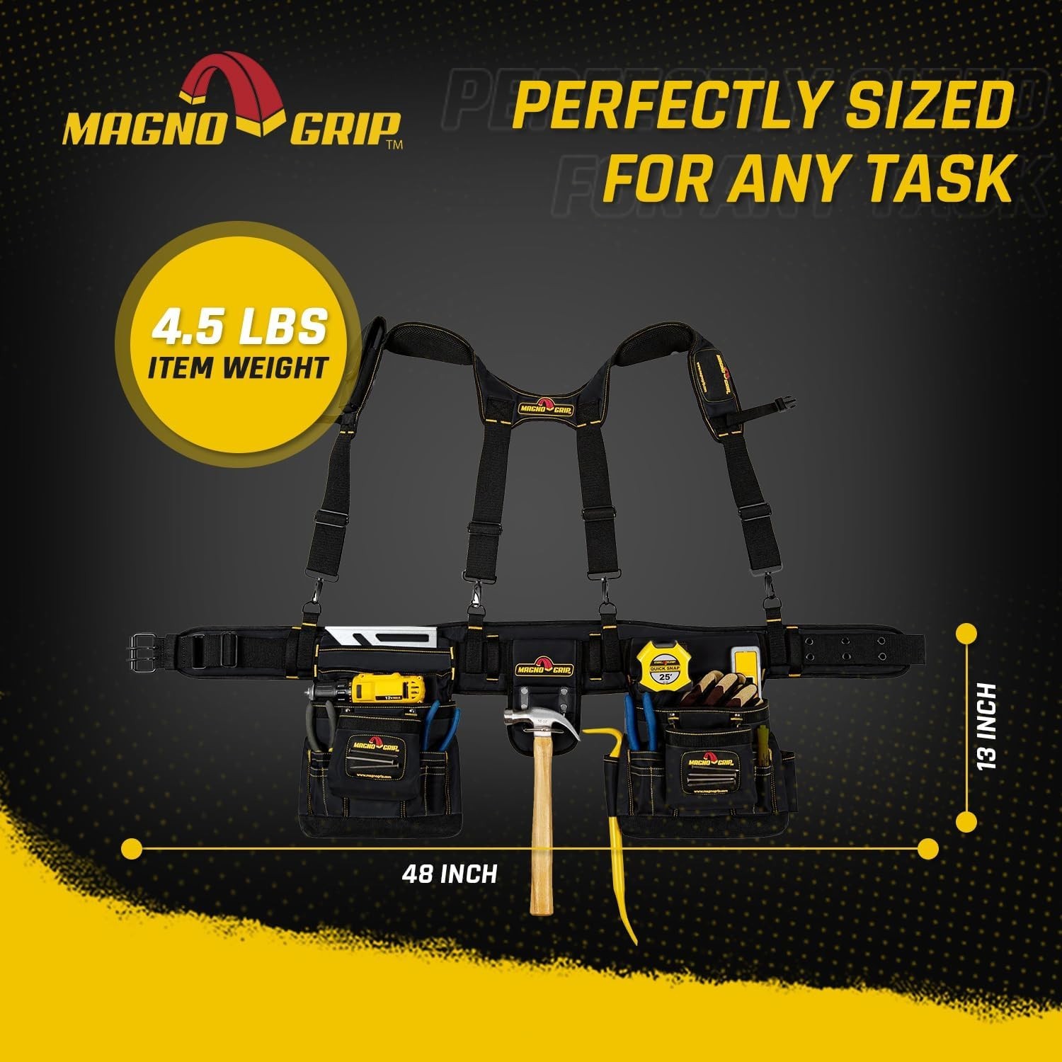 Ergonomic 20-Pocket Builder’s Tool Belt – Magnetic Storage & Comfort Suspenders