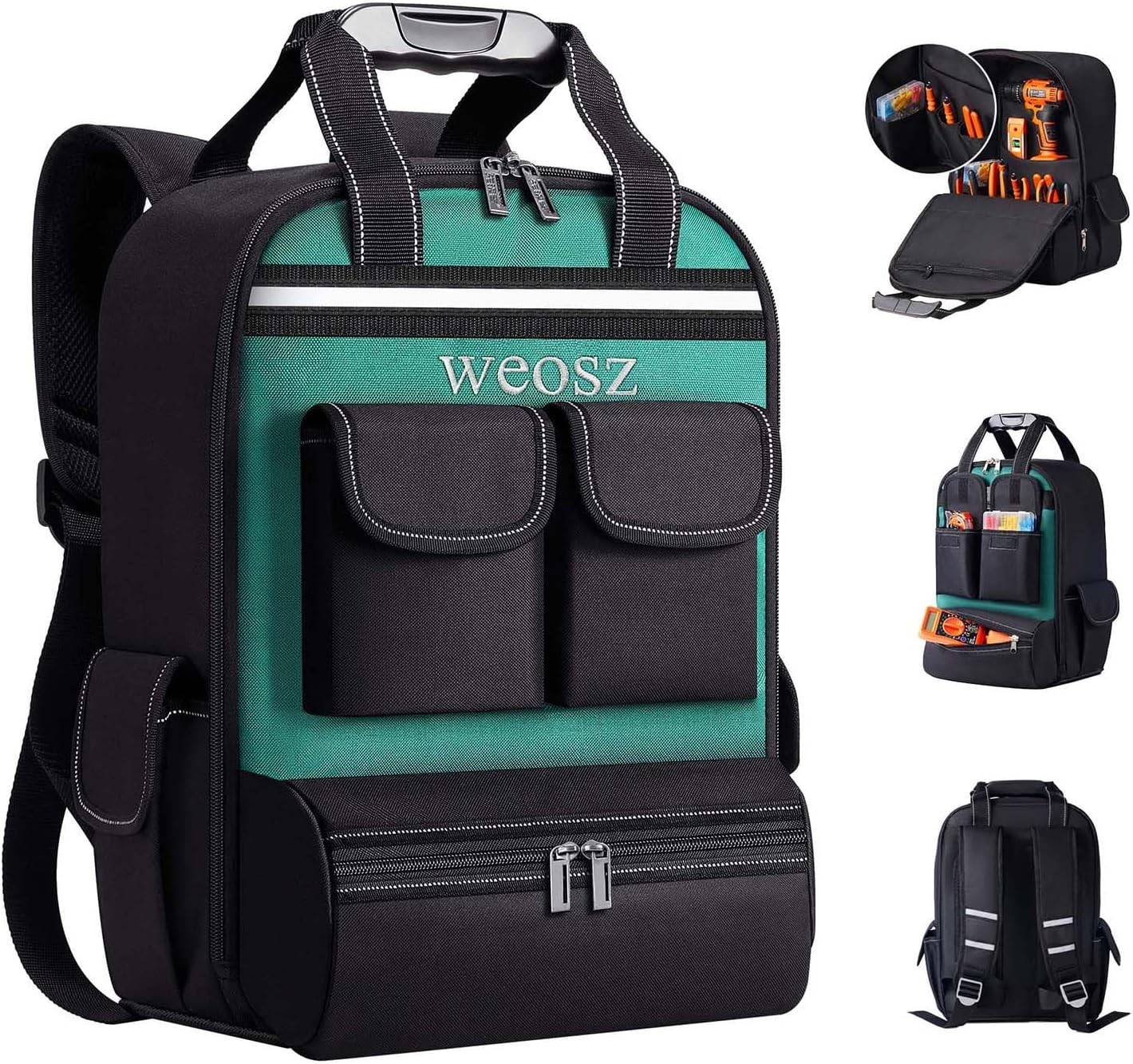 Tool Backpack Men 18 Inch Heavy Duty Waterproof Multiple Pockets Tool Bag