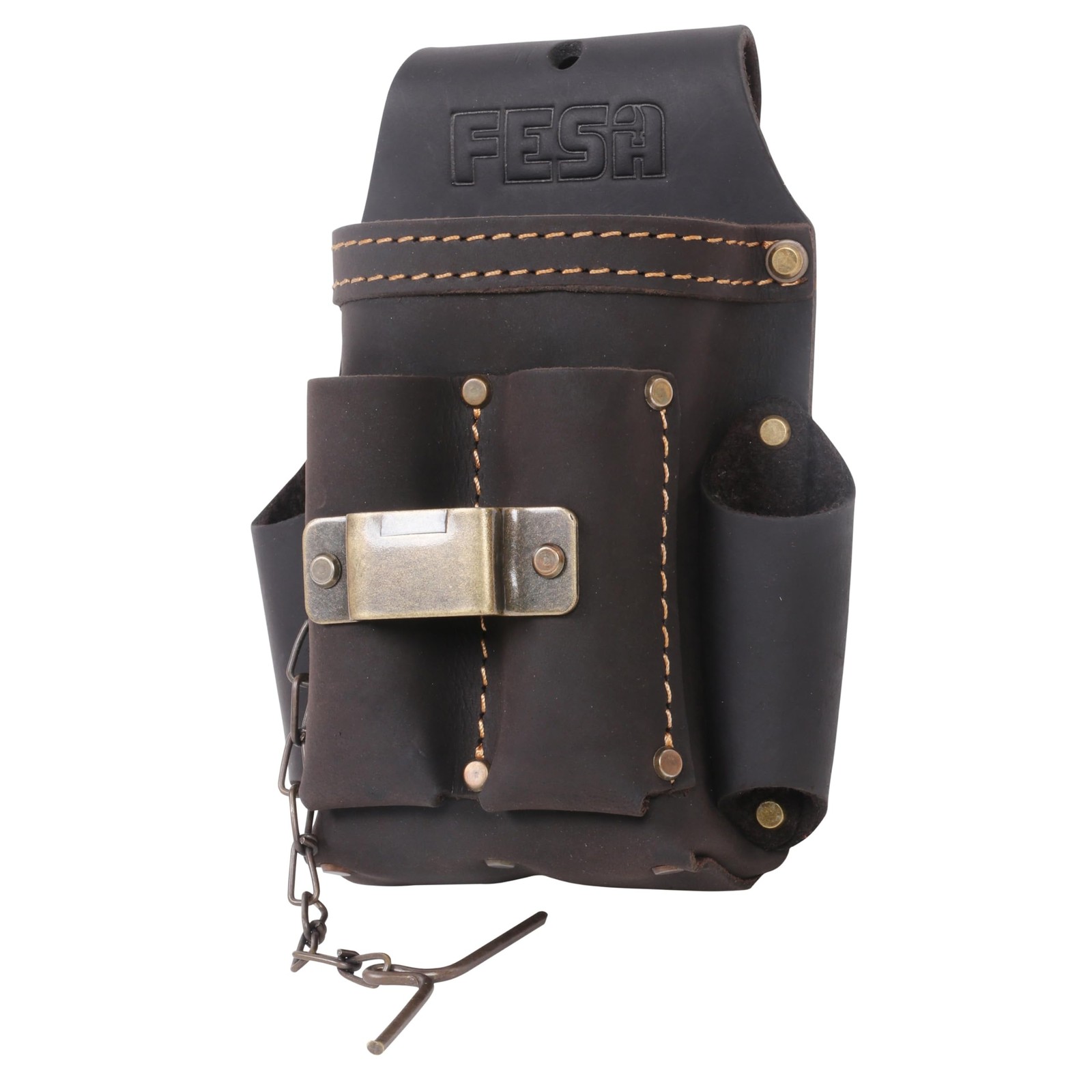 Small Electrician Tool Pouch Leather 7in1 Tape Measure Drill Clip Belt