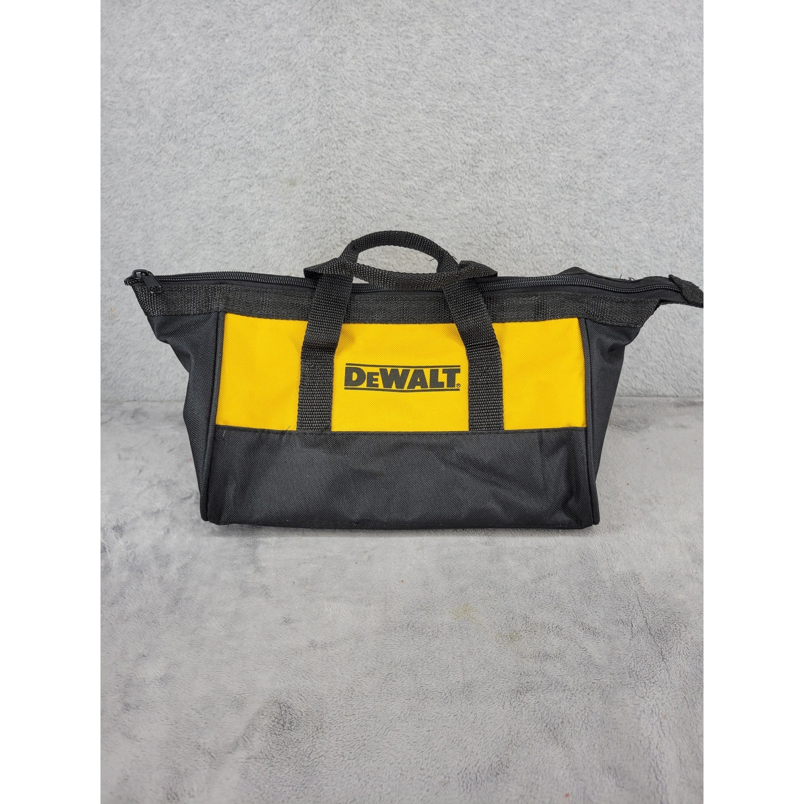 DeWalt Tool Bag Black Yellow Canvas Zippered Small Medium Utility Tote Carry