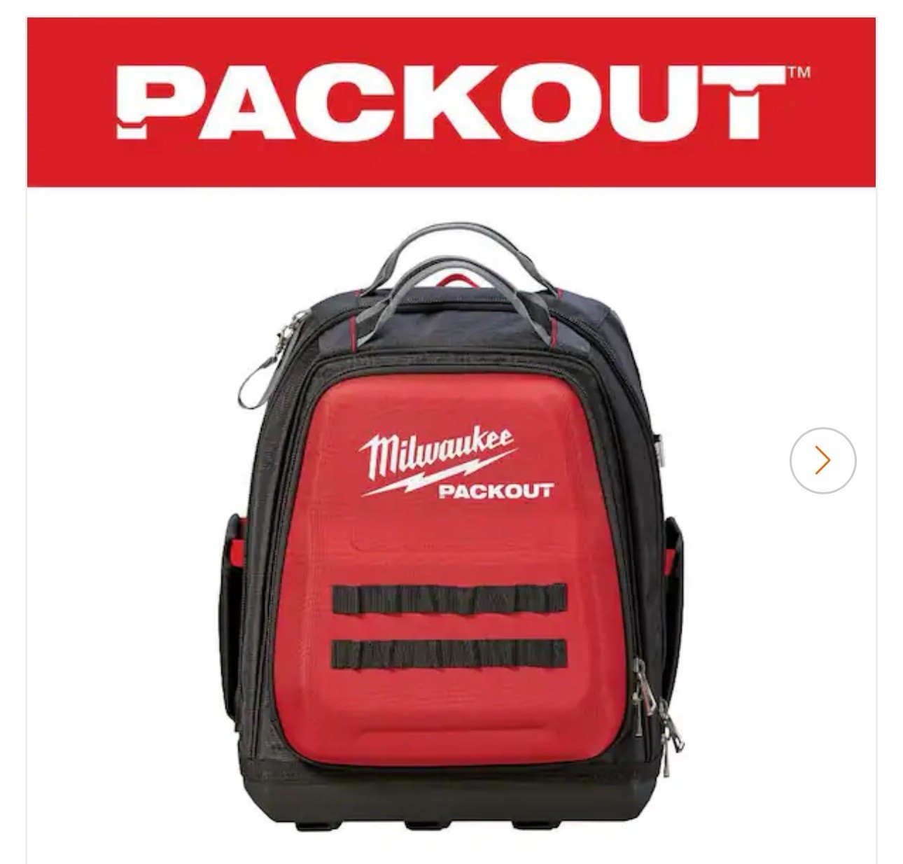 Milwaukee PACKOUT Tool Red/Black Backpack Tear Resistant 15 inch Padded Straps