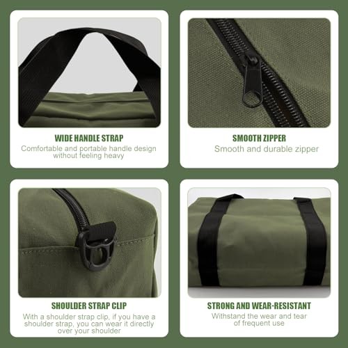 Small Tool Bag – Close Top Wide Mouth – Large 12 Inch Army Green