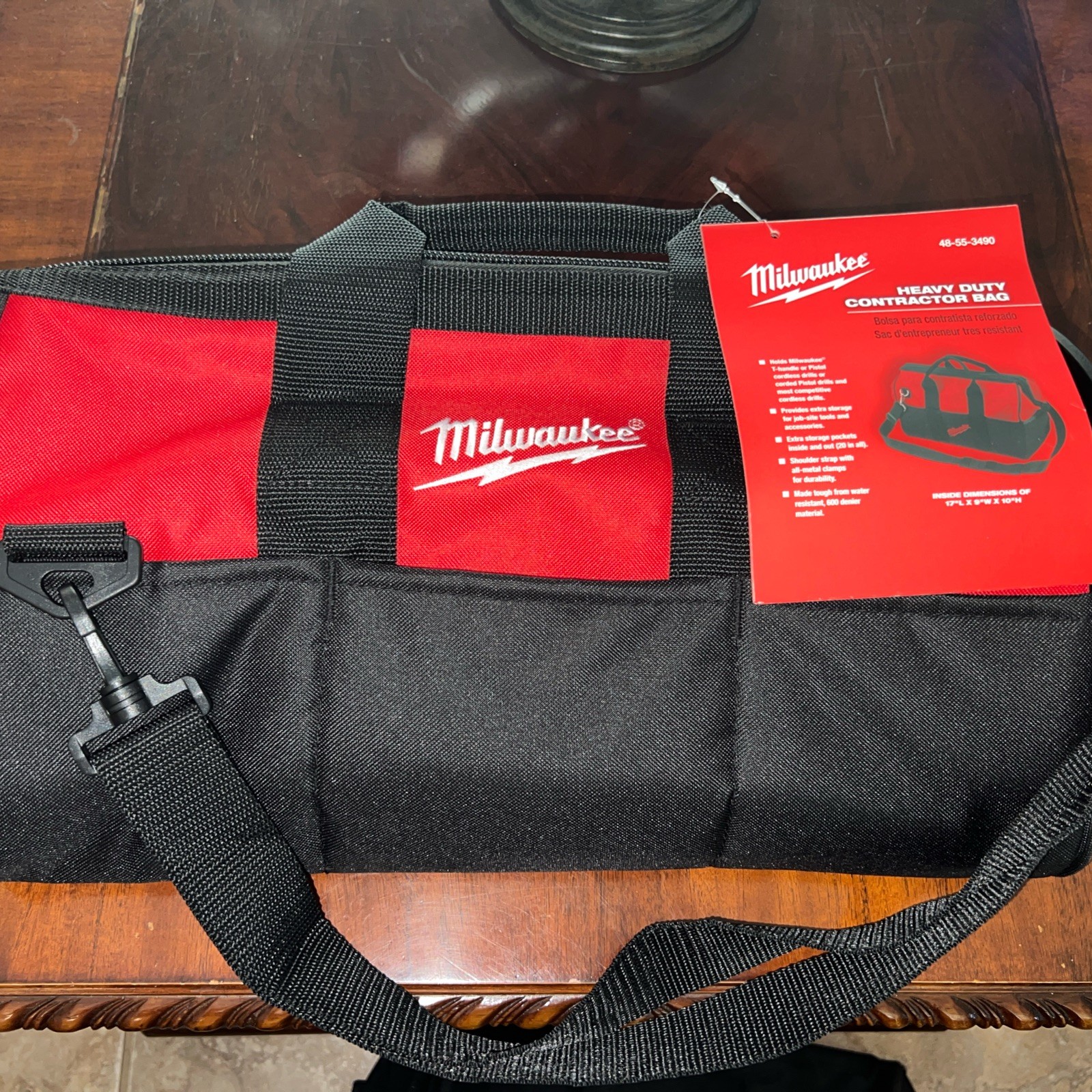 Milwaukee Heavy Duty Contractor Bag Fisk Safety First 48-55-3490. *17”Lx9”Wx10”H