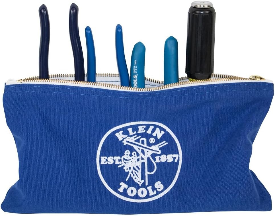 Klein Tools 5140 Canvas Zipper Bag, Tool Pouch, Bank Deposit Utility Bag, 12.5