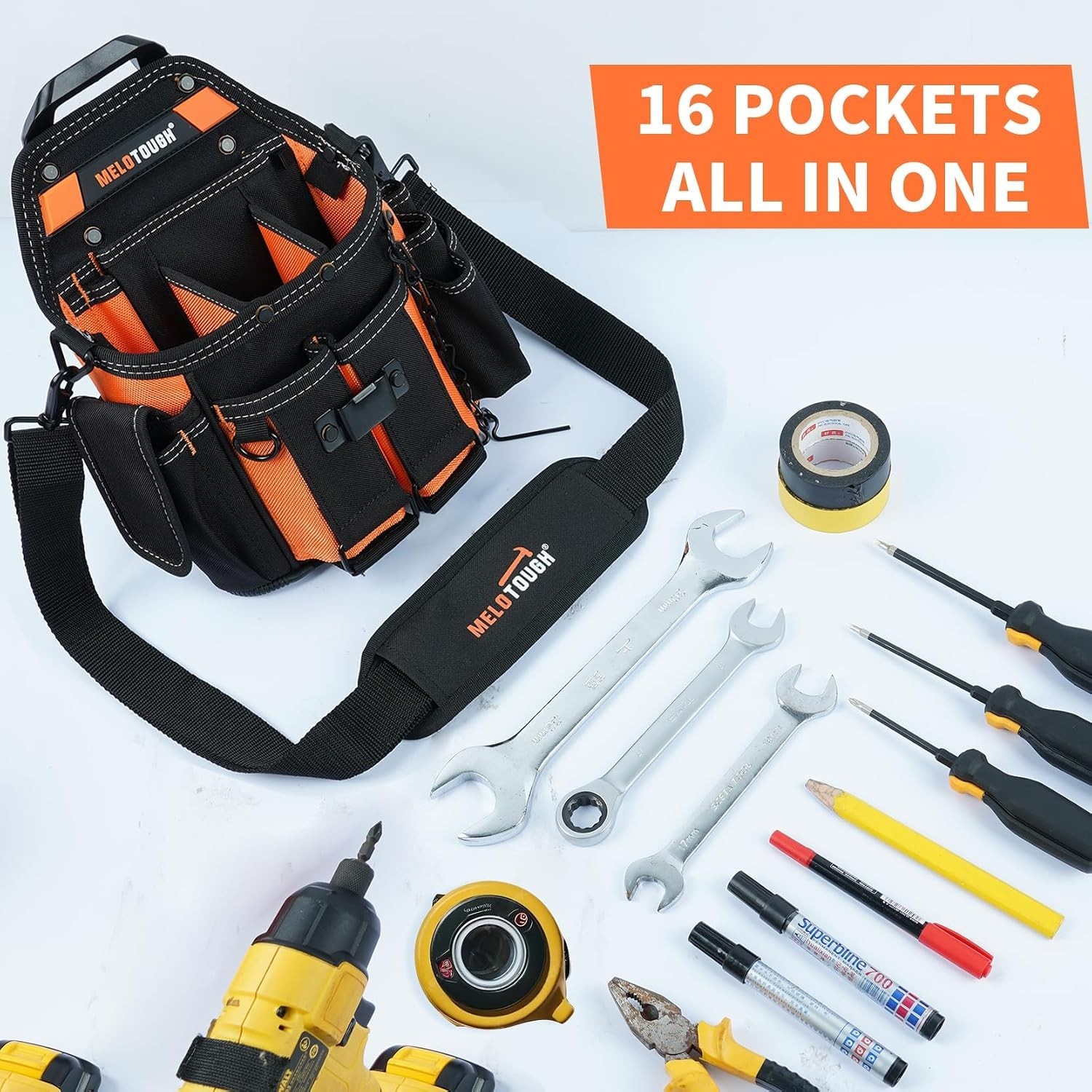 Versatile Electrician Tool Organizer with Quick Release Clip and Shoulder Strap