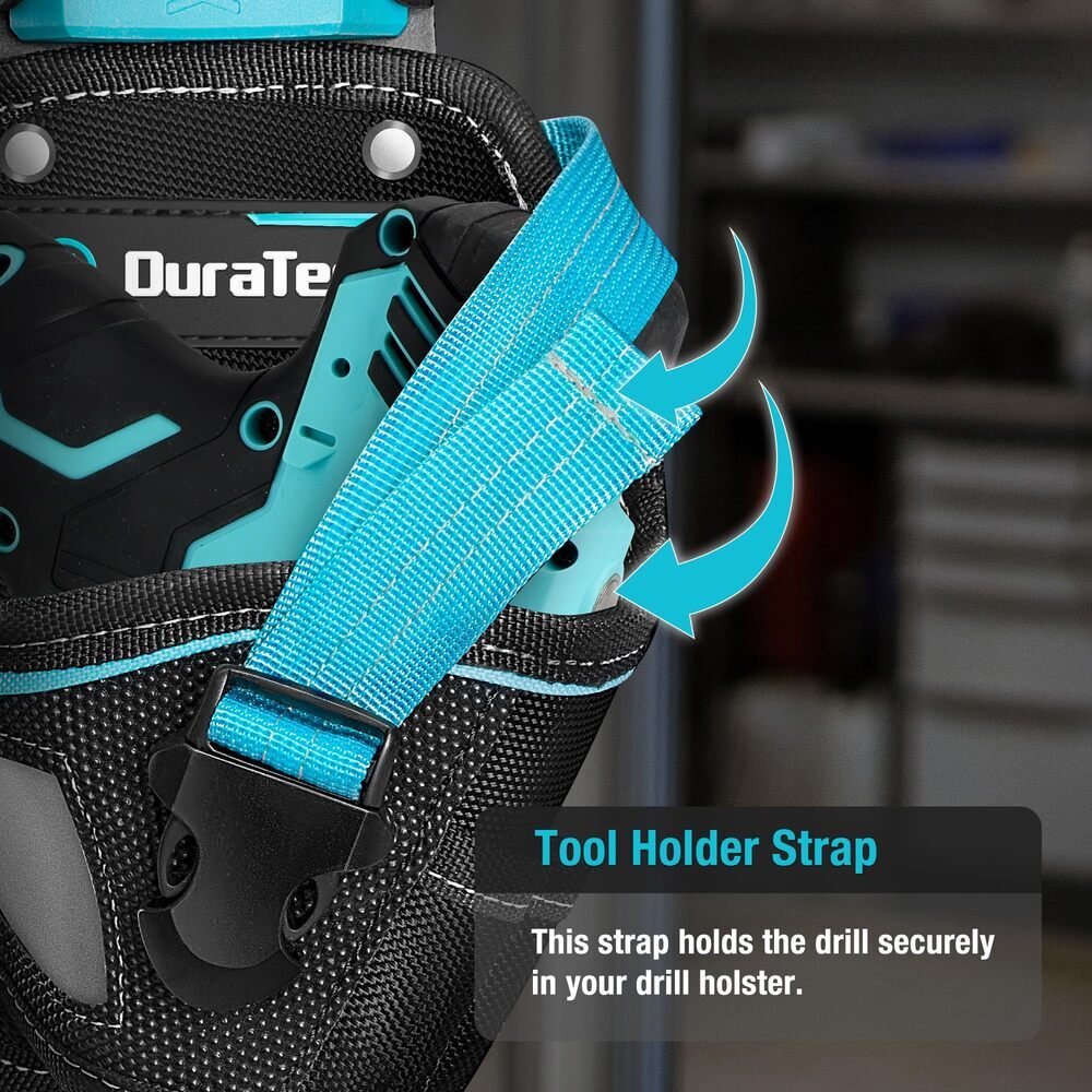 DuraTech Drill Driver Holster Drill Holder w/Holder Strap Side Bit Pocket Buckle