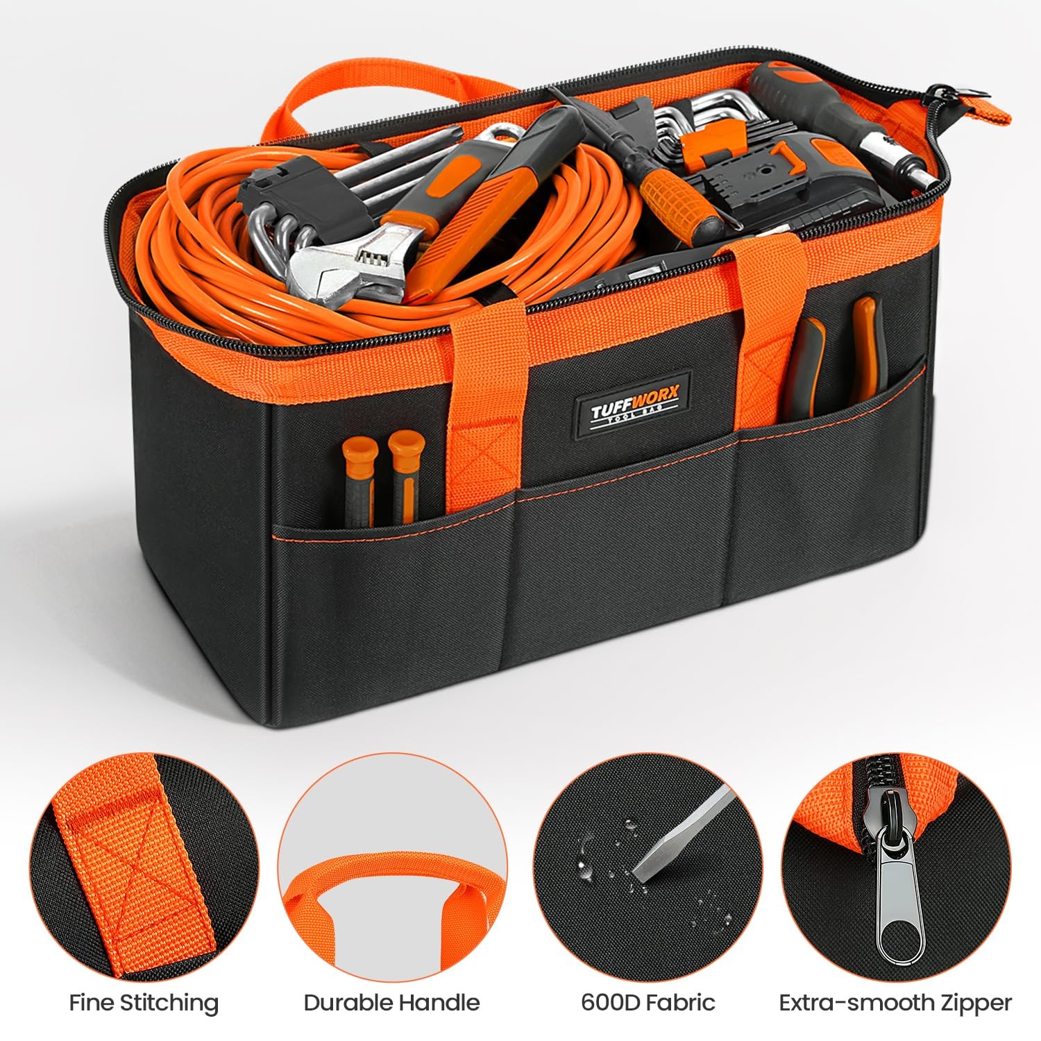 Tool Bag, Tool Organizer Bag with 12 Pockets,14.2x 8.7x 7.1 inch, Heavy Duty …