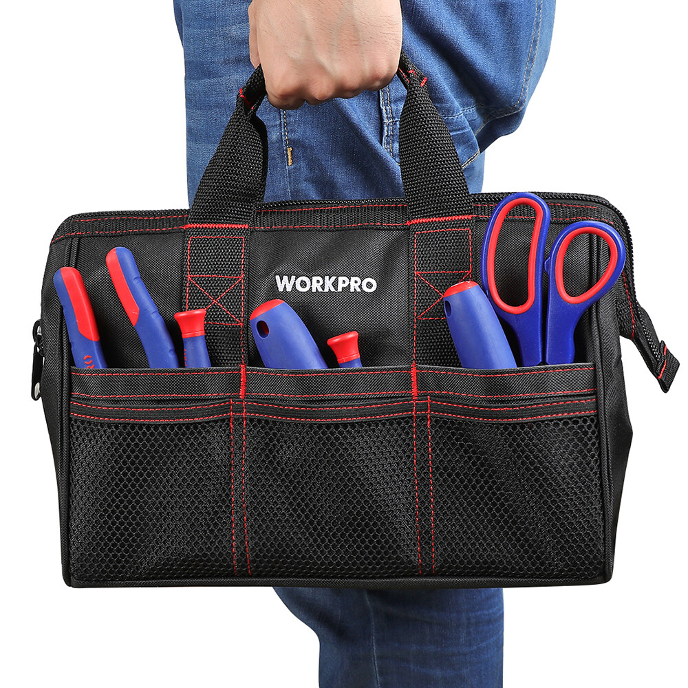 13″ 18″ Wide Mouth Tool Bag Wear-Resistant Base Pocket Tool Tote Pouch Organizer
