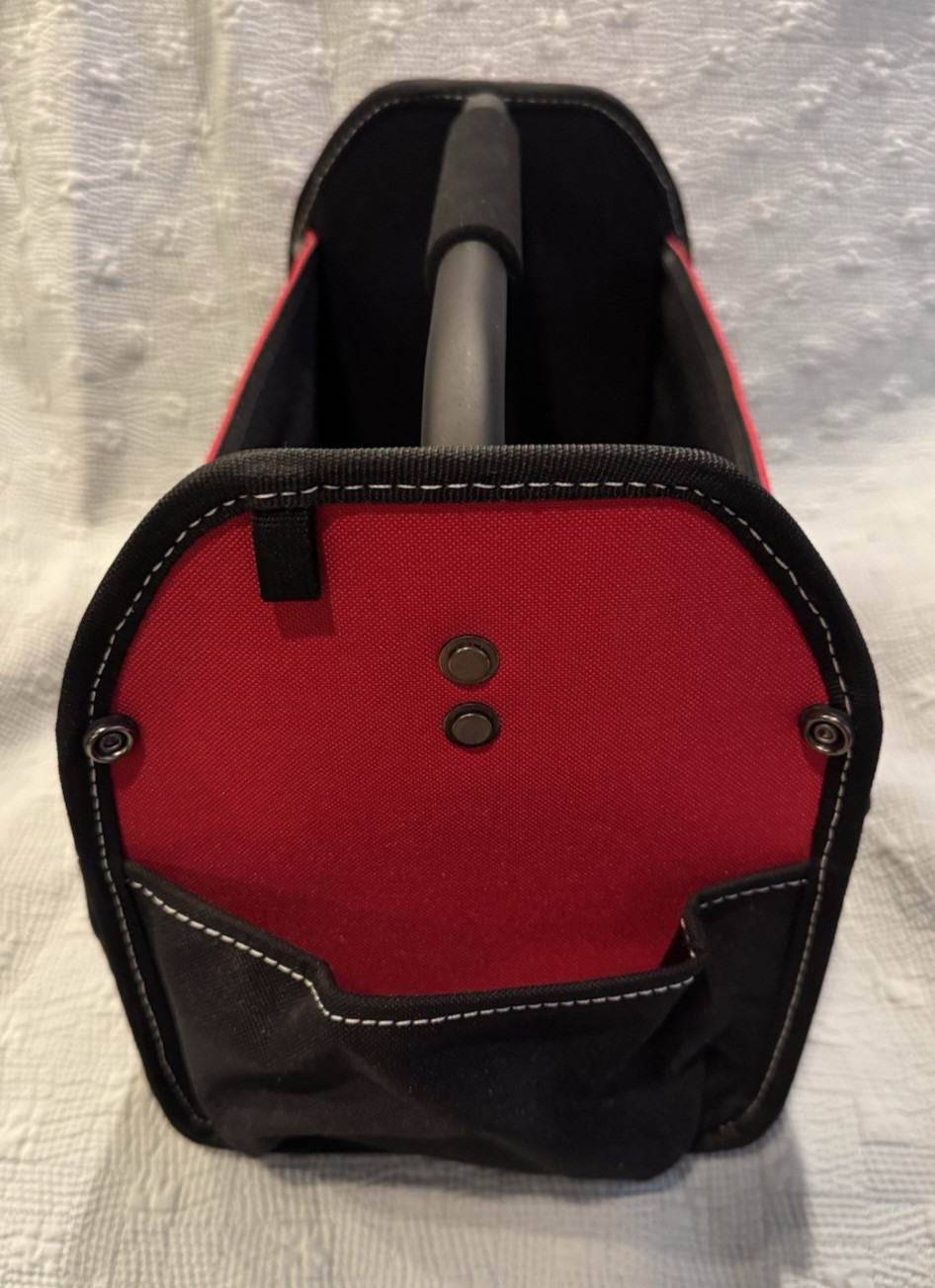 HUSKY LOT Tool Caddy Bag & Pouch SET Multiple Pockets Open Top Black Red Canvas