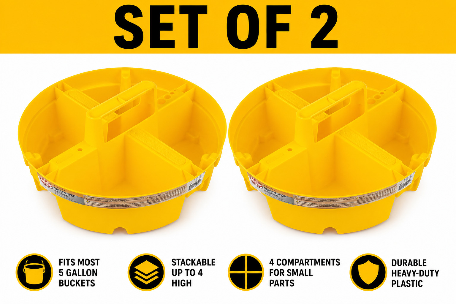 Bucket Boss 15051 Bucket Stacker Small Parts Organizer Fits 5 Gallon Bucket 2 Pa