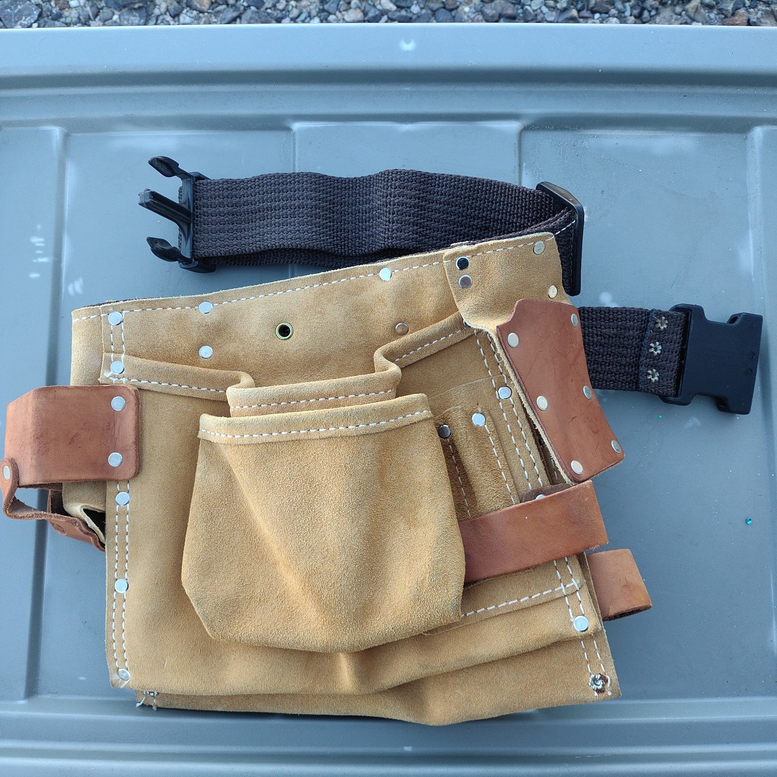 NICHOLAS 490X Leather Tool Contractor Carpenter Belt Split Leather Cowhide