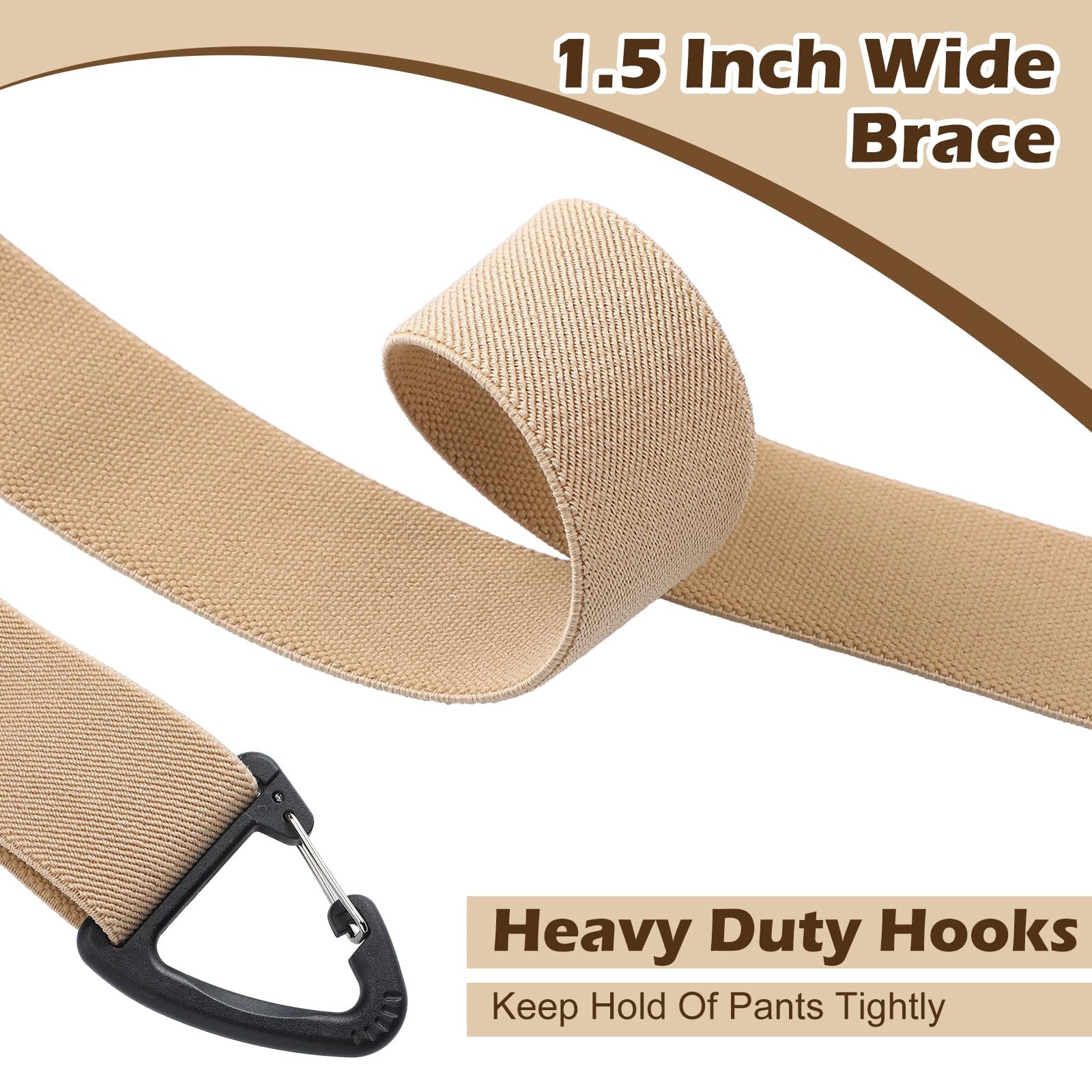 Sintege X Back Hidden Suspender Heavy Duty Work Suspenders One Size, Khaki