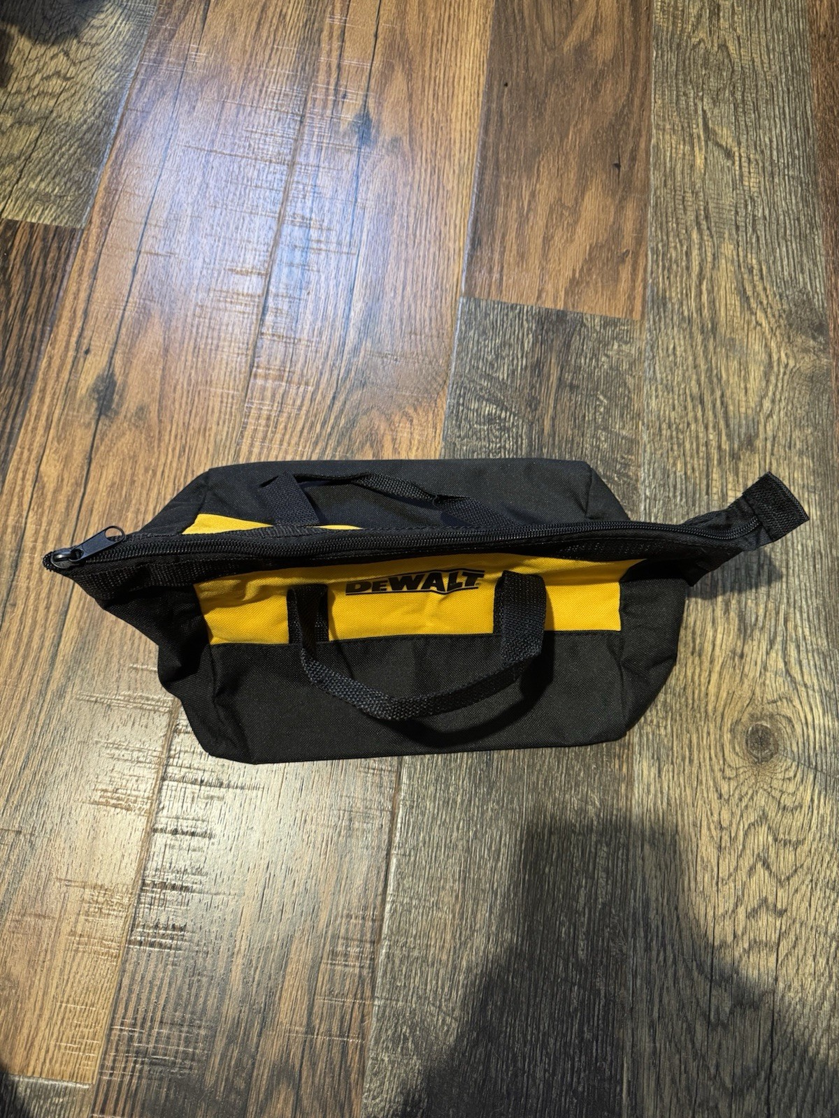 DEWALT Full Zip Fabric Tool Bag Tote With Handle, Black/Yellow