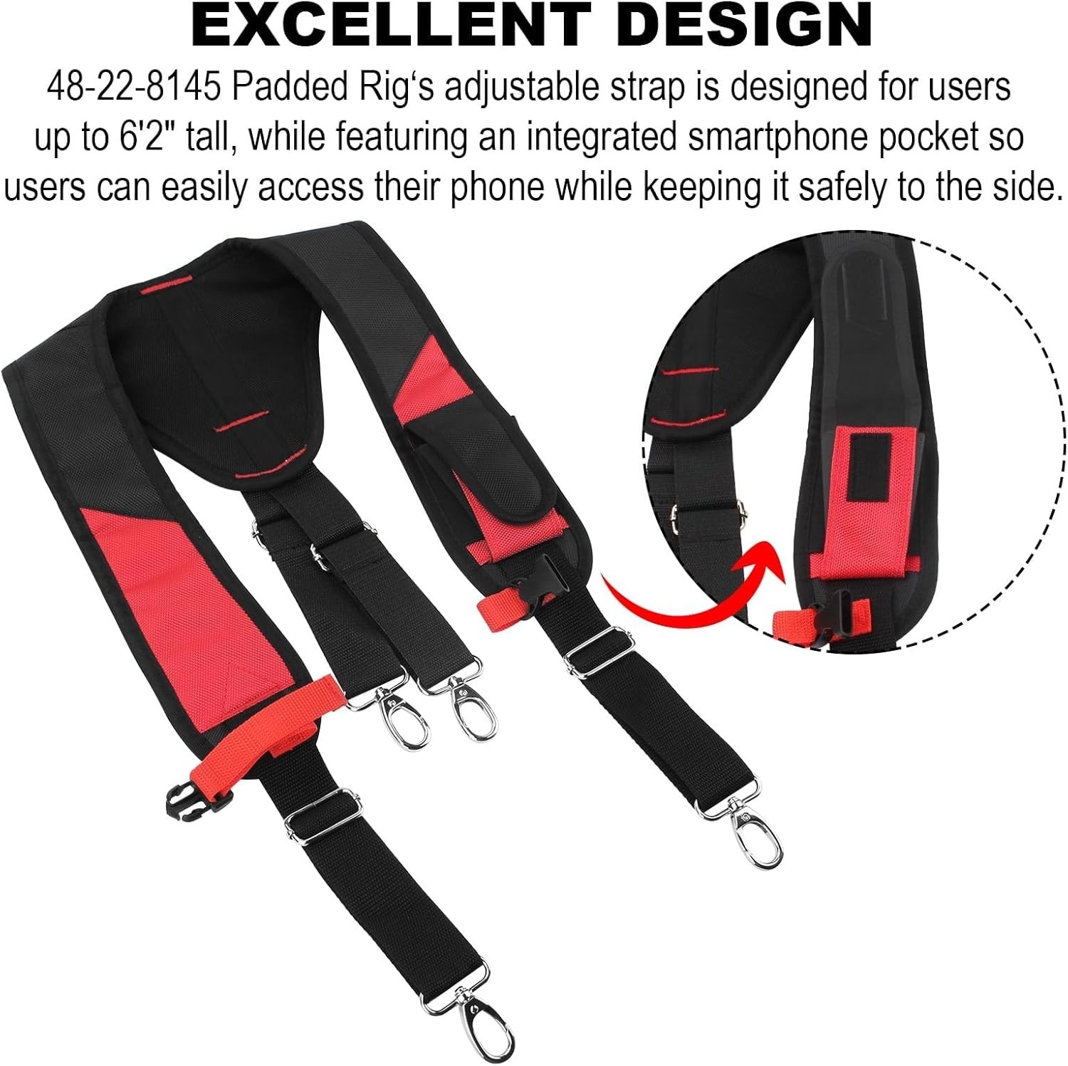 Ergonomic 48-22-8145 Adjustable Padded Suspension Rig – For Milwaukee Tool Use
