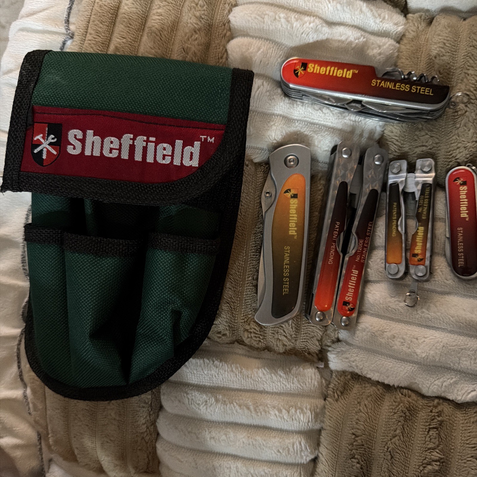 Sheffield Utility Tool Belt Pouch With 5 Tools Including 3 Knives, No Flashlight