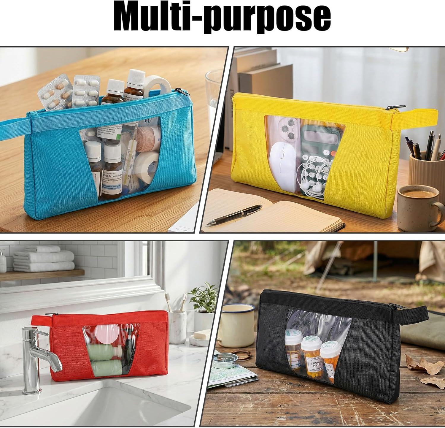 5 Pack Tool Pouch with Clear Window, 12inch Heavy Duty Canvas Tool Bag Organi…