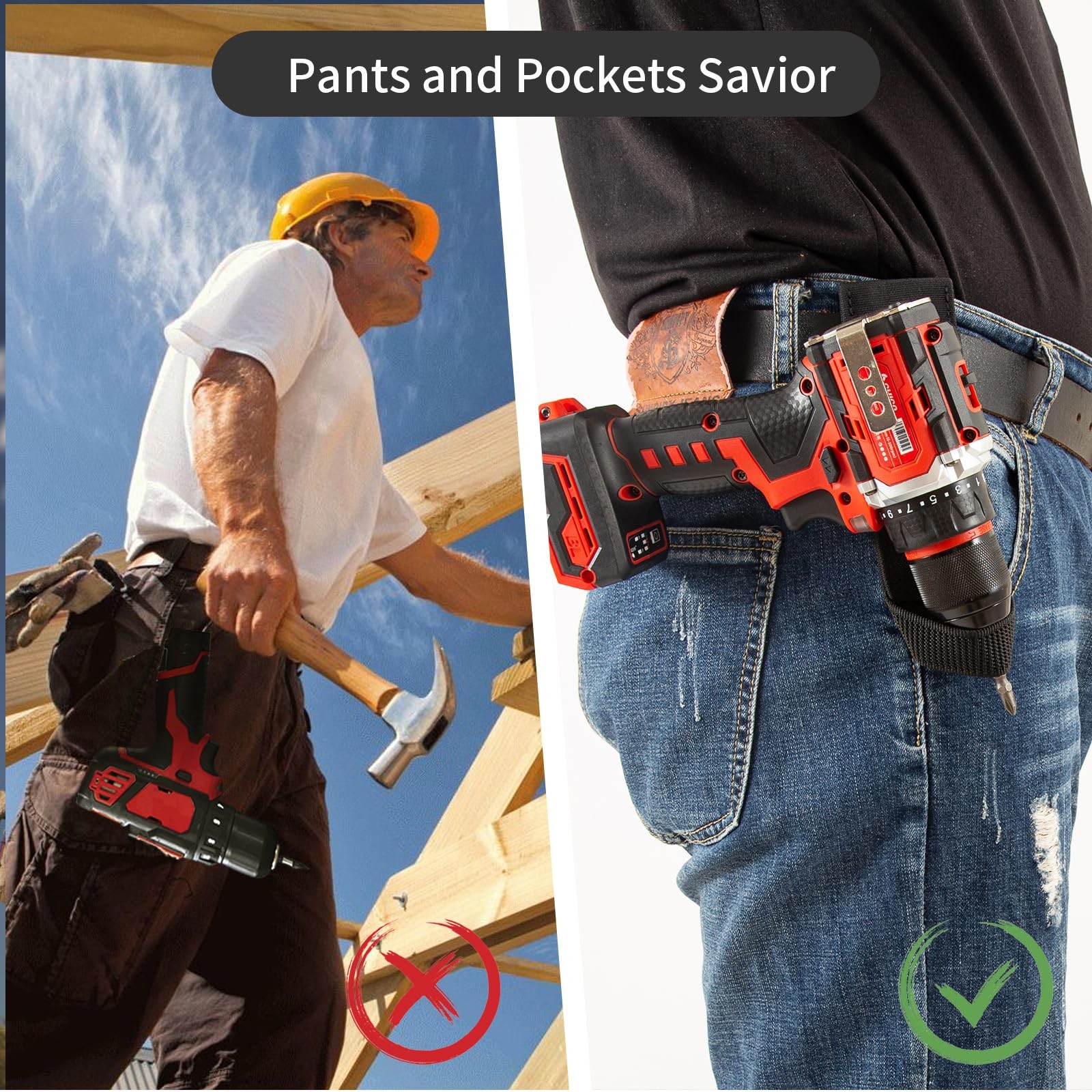 Hammer Holder Loop,Hammer Holster Clip on 7″ X 2″ Tool Belt and Tape Measure …