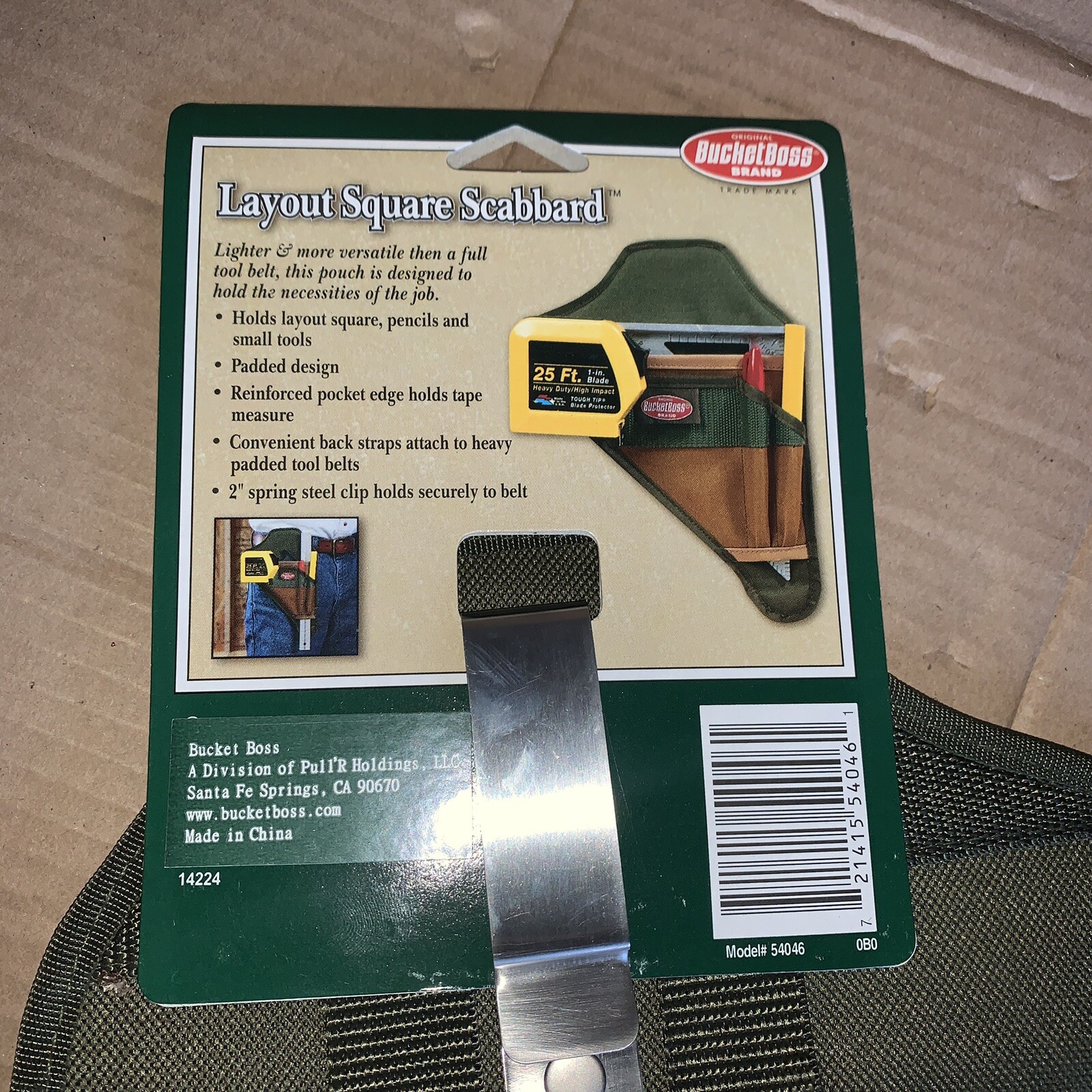 Bucket Boss Layout Square Scabbard Tool Sheath Belt Pouch Green Khaki Canvas