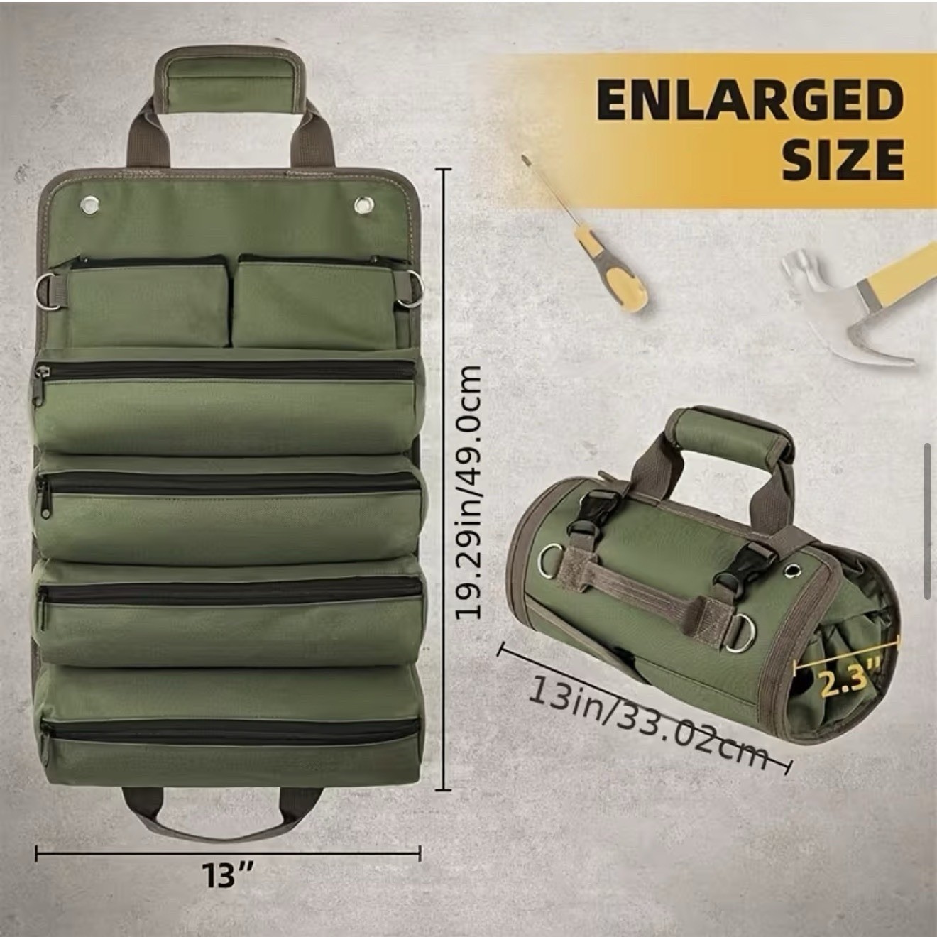 Portable Tool Roll Up Bag Multi Pocket Portable Organizer Pouch Hardware Storage