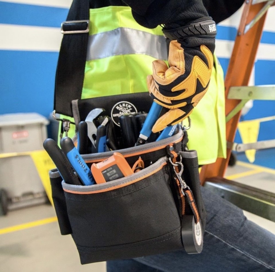 Klein Tools Tradesman Pro 15-Pocket Tool Pouch Holster in Black & Orange 5243