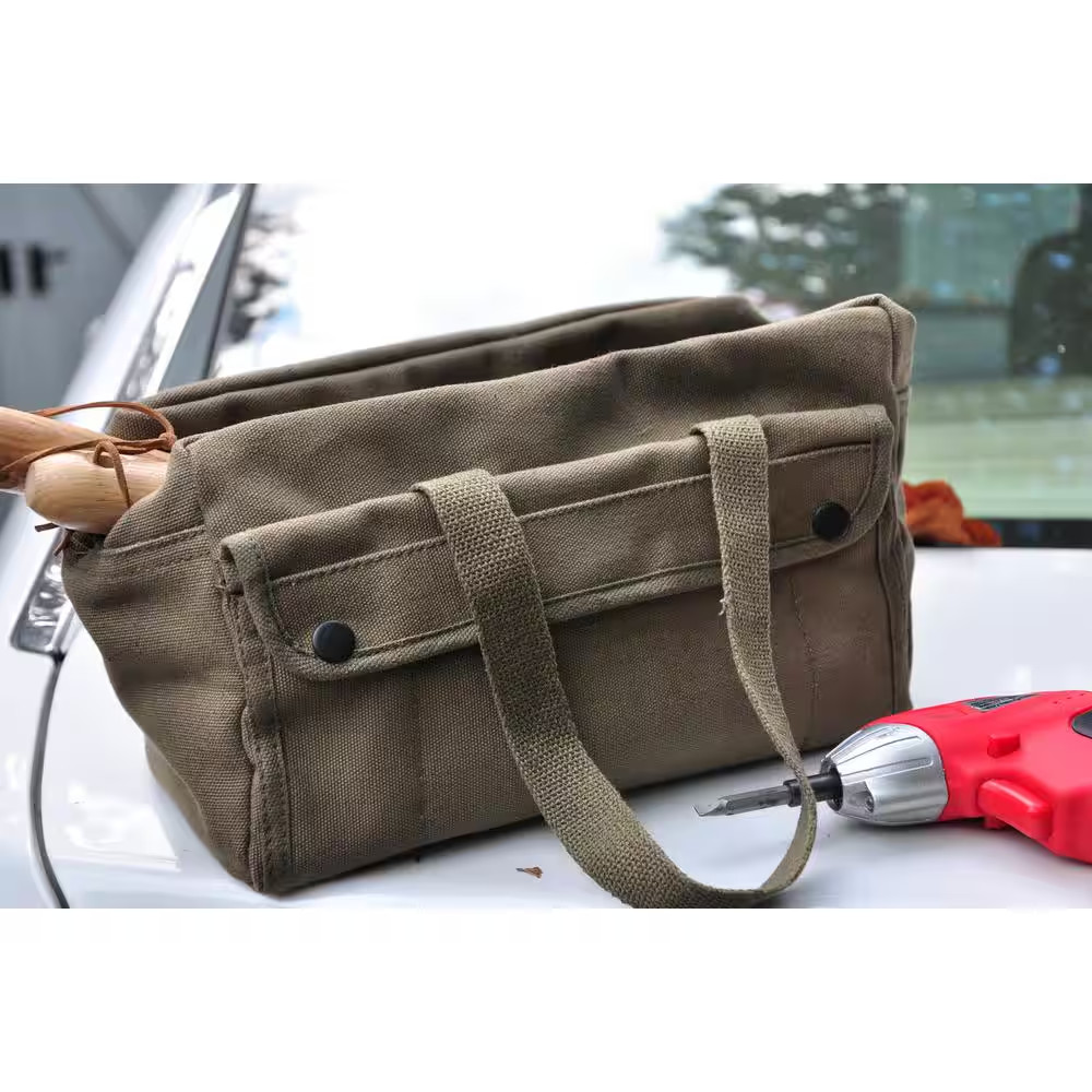 11 In. Government Issued Style Mechanics Heavy-Duty Tool Bag in Olive