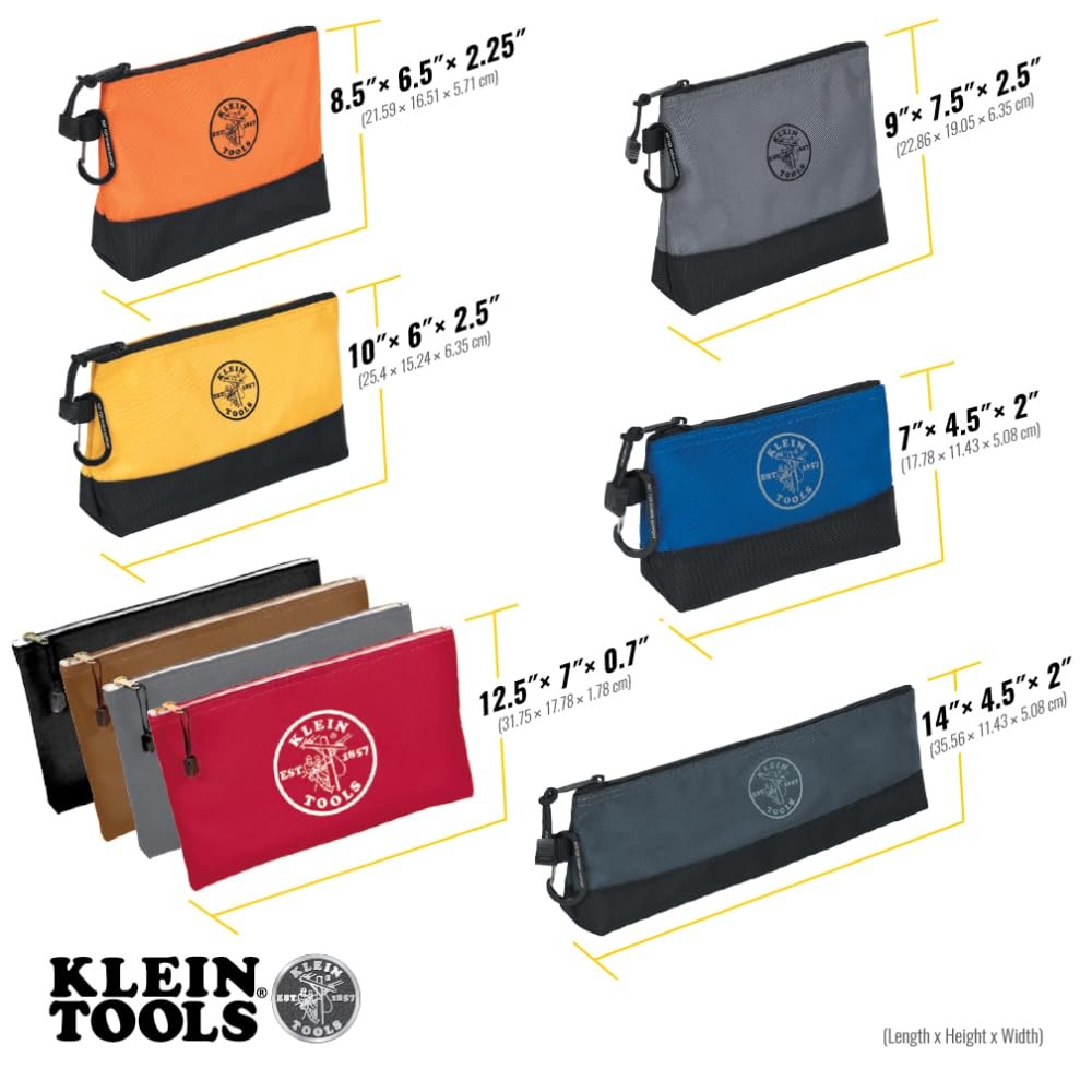Klein Tools 80183 Zipper Tool Bag Set, 16.25 x 7.5 x 5.5 inches, Multicolor