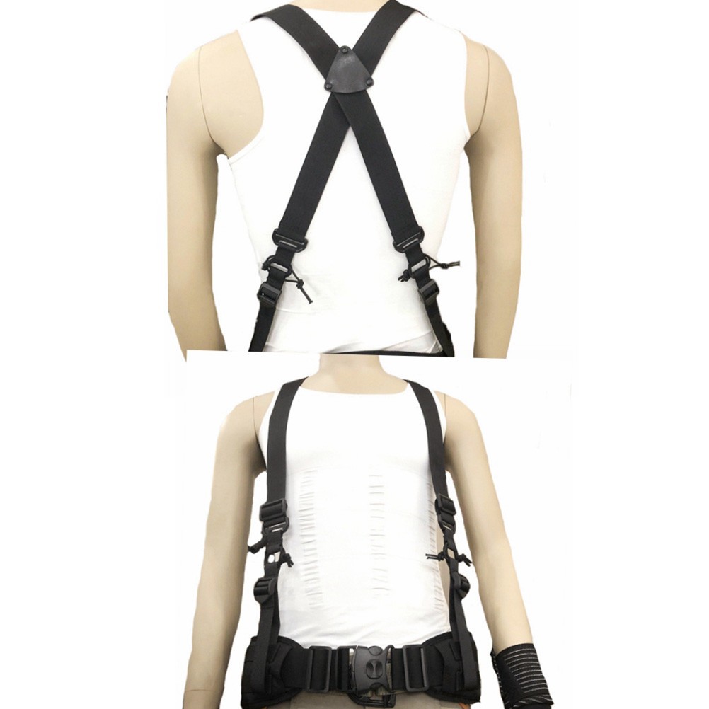 Durable Outdoor Suspenders Bag with Adjustable Heavy Duty X Back Brace Black