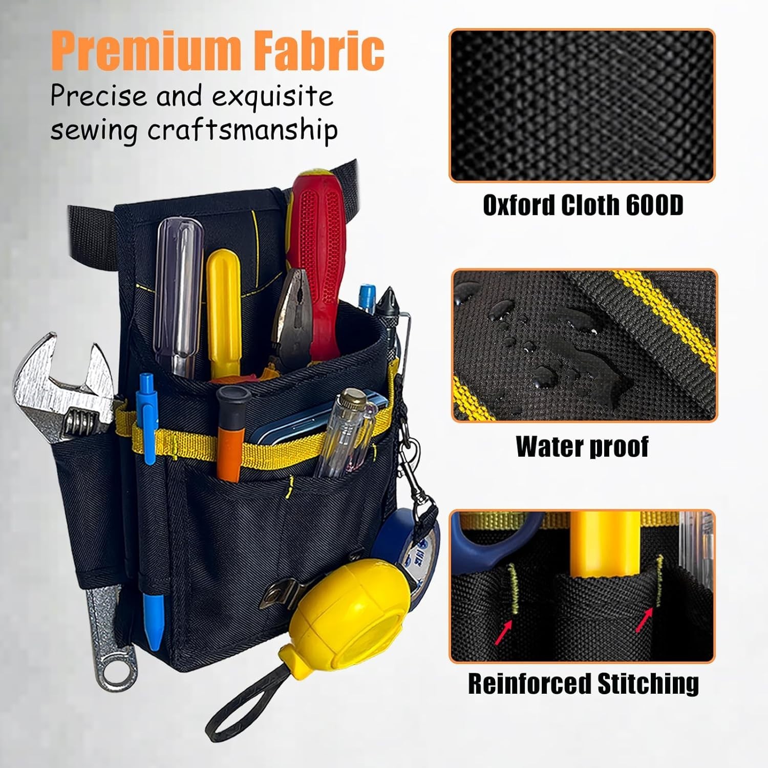 Utility Tool Belt, Work Bag Organizer, Electrician Tool Pouch for Men, Multi-…