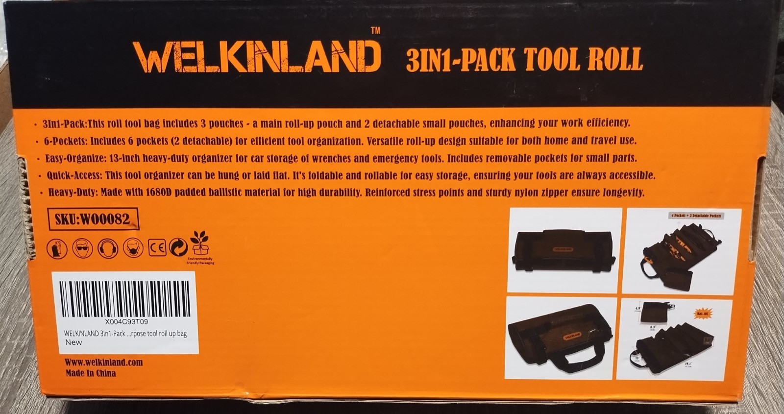 Welkinland 3-in-1 Tool Roll Bag W00082 – Heavy Duty Tool Organizer – new