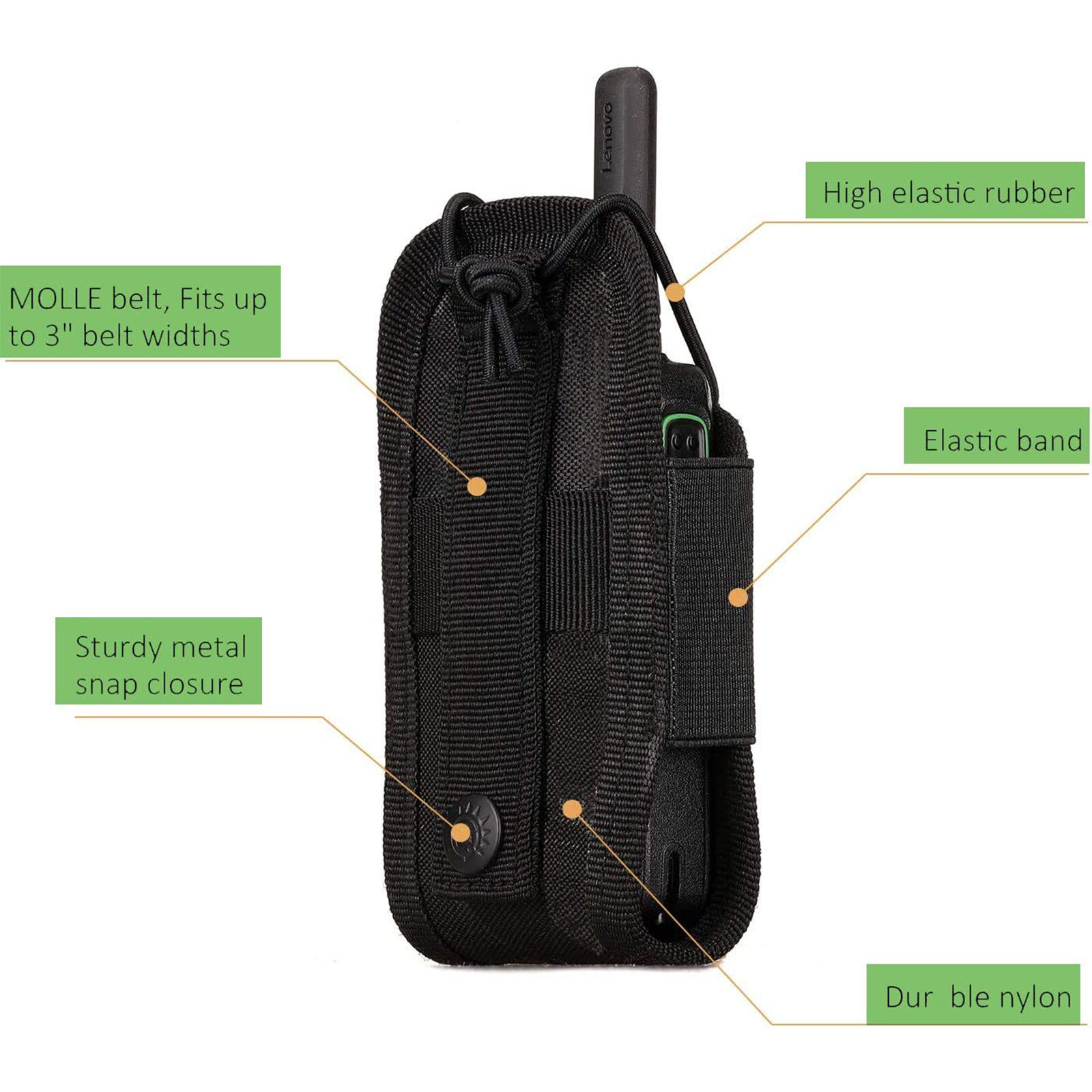Tactical Nylon Walkie Talkie & Laser Measure Tool Pouch Holster with Belt Loop