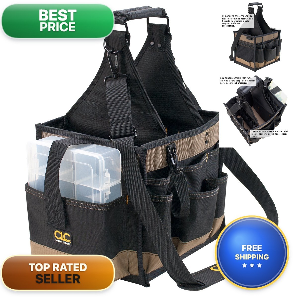 CLC Custom LeatherCraft 1528 Large Tool Carrier, Black