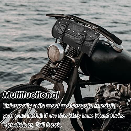 Motorcycle Tool Bag, Motorcycle Fork Bag PU Leather Medium Black Crocodile